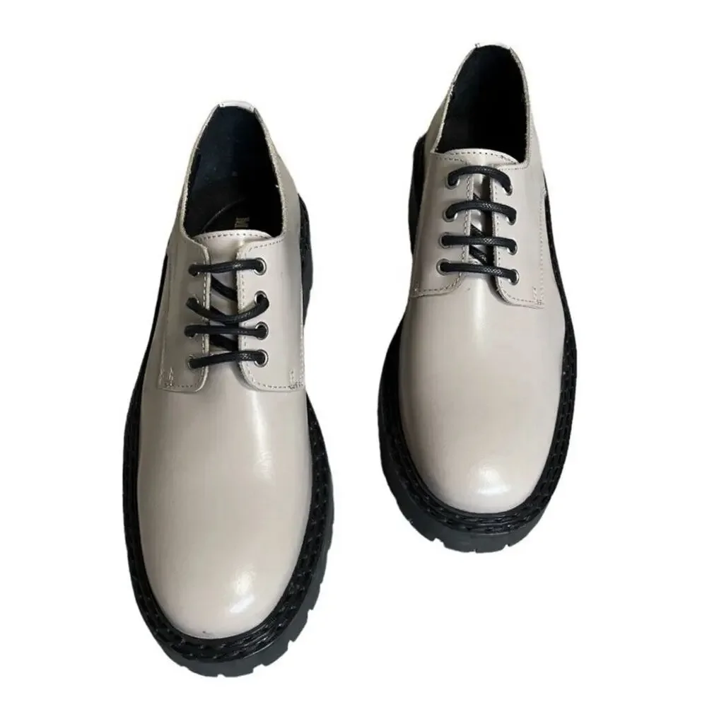 New Maeve Anthropologie Oxford Leather Sand Tan Lace Up Shoes Size 9 Size 39 - Picture 3 of 10